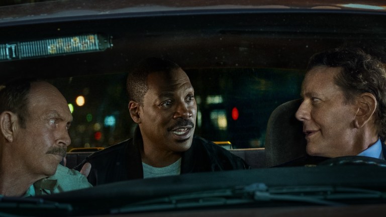 Beverly Hills Cop: Axel F (L to R) John Ashton as Chief John Taggart, Eddie Murphy as Axel Foley and Judge Reinhold as Billy Rosewood in Beverly Hills Cop: Axel F. Cr. Melinda Sue Gordon/Netflix ©2024