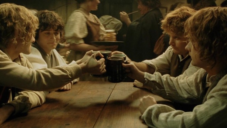 Return of the King hobbits toast in the Shire