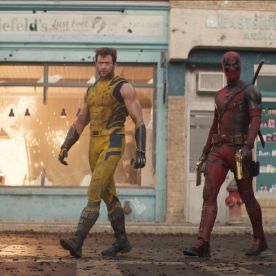 (L-R): Hugh Jackman as Wolverine/Logan and Ryan Reynolds as Deadpool/Wade Wilson in 20th Century Studios/Marvel Studios' DEADPOOL & WOLVERINE. Photo courtesy of 20th Century Studios/Marvel Studios. © 2024 20th Century Studios / © and ™ 2024 MARVEL.